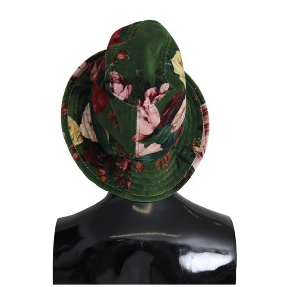 NWT DOLCE & GABBANA DOLCE & GABBANA GREEN WIDE BRIMMED FLORAL PRINT BUCKET HAT S main image 5